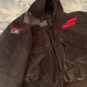 Mens Heavy quilted snap on coat with hood